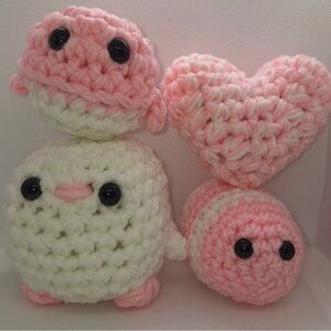 Crochet Stuffed Animal Set - Pink and White